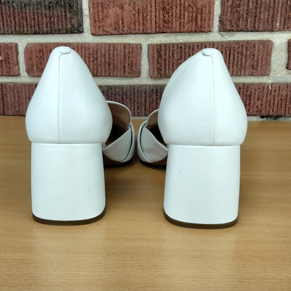 Linea Paolo Cache D'Orsay Block Heel Pumps in Ivory Leather Sz. 9 - Picture 7 of 10